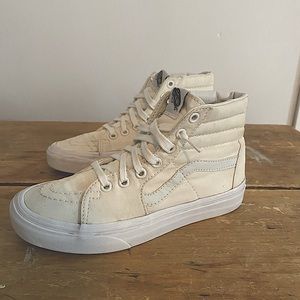 Vans Sk8-Hi’s all white wmn’s 5.5.  Used/cleaned